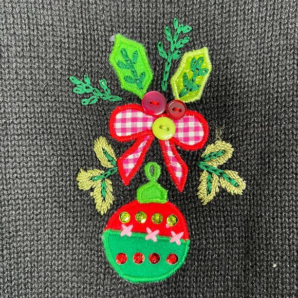 Vintage Quacker Factory Women's Sweater  1X Plus Embroidered Holiday Heart Tree - Picture 8 of 16